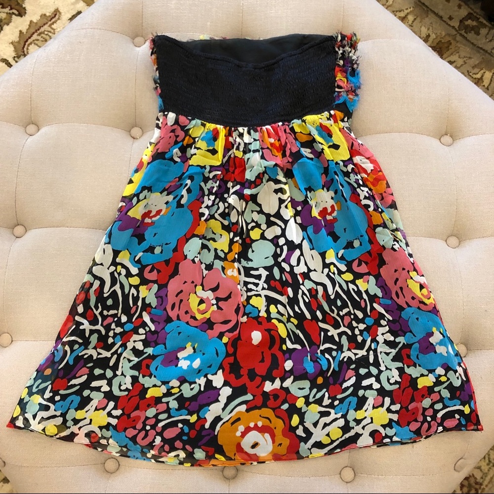 Betsey Johnson Floral Strapless Dress Sz 2 - Picture 5 of 6